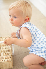 baby boys blue gingham overalls, blue gingham overalls, boys overalls, baby boy blue gingham overalls, bunnie lou overalls