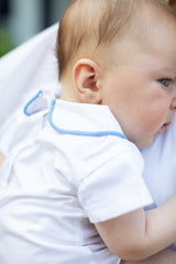 bunnie lou boys one piece, bunnie lou classic white one piece, boys classic bubble, boys bubble with collar