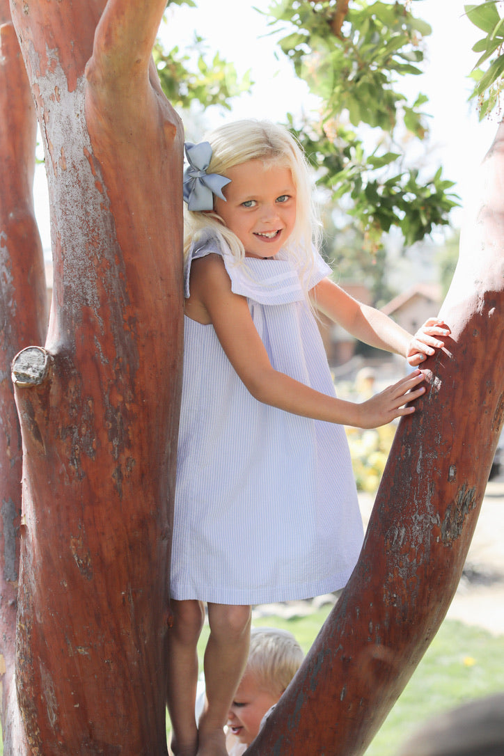 girls light blue seersucker sailor dress