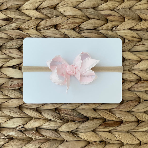 delicate pink ruffle edge headband