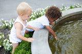 bunnie lou, bunnie lou boys gingham one piece, bunnie lou gingham bubble, boys white overall