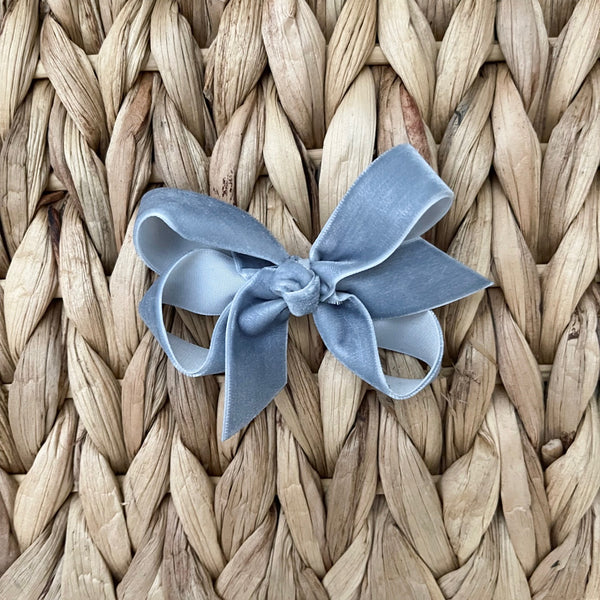 dusty blue velvet bow